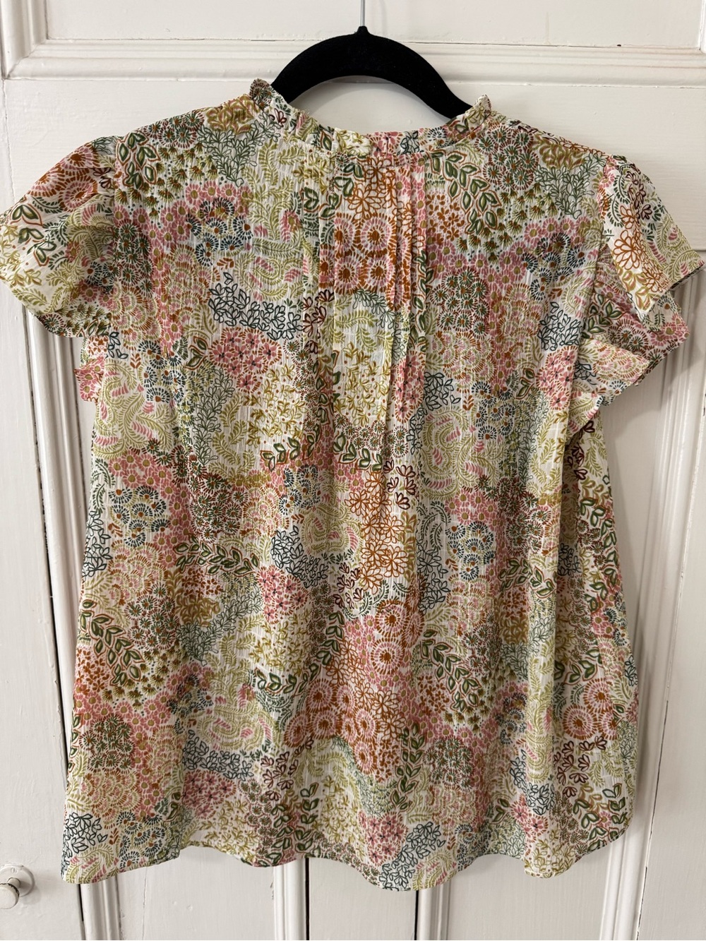 Rose + Olive Floral Blouse Short Sleeve Top - Picture 6 of 8